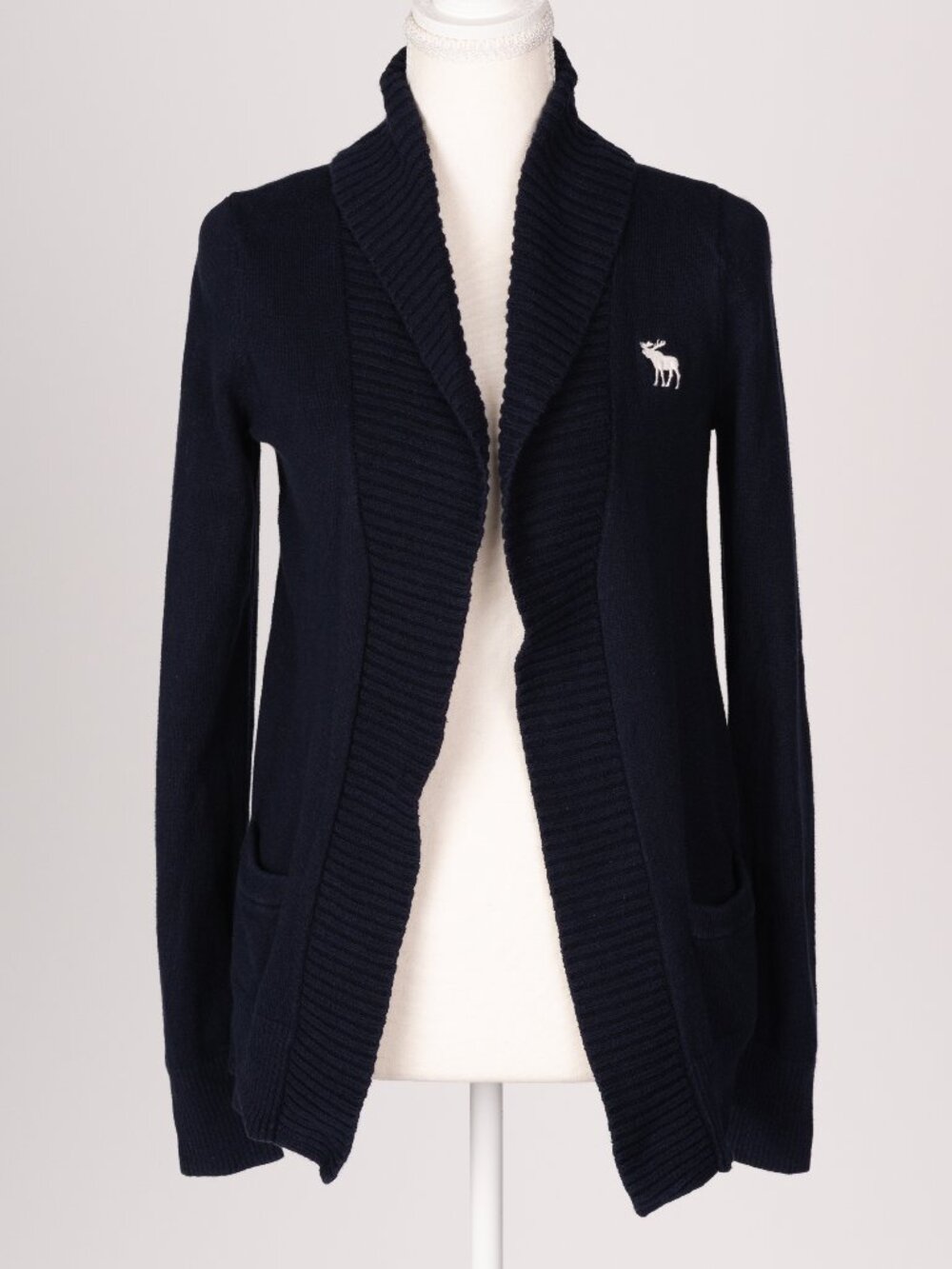 2010s VTG A&F "Ezra" Chunky Ribbed Shawl Collar Cardigan Navy Blue Small Preppy